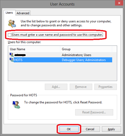 Windows 8 User Account Settings
